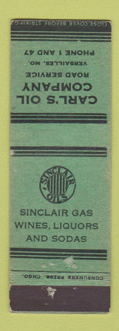 Matchbook Cover - Sinclair Oil gas Carl's Versailles MO low phone #