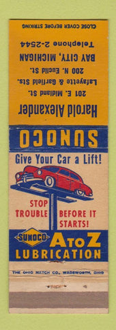 Matchbook Cover - Sunoco oil gas Harold Alexander Bay City MI WEAR