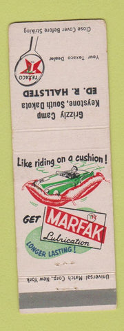 Matchbook Cover - Texaco oil gas Grizzly Camp Keystone SD WEAR