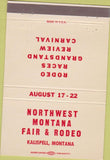 Matchbook Cover - Northwest Montana Fair Rodeo Kalispell MT 40 Strike