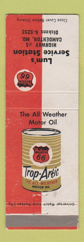 Matchbook Cover - Phillips 66 oil gas Lum's Camdenton MO