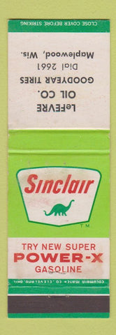 Matchbook Cover - Sinclair oil gas LeFevre Maplewood WI Goodyear Tires WEAR