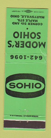 Matchbook Cover - Sohio oil gas Moder's Marysville OH WORN