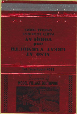 Matchbook Cover - Model Village Southport railroad UK Red WEAR 40 Strike