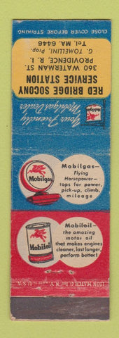 Matchbook Cover - Mobil oil gas Red Bridge Socony Providence RI