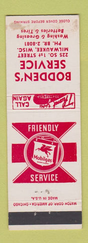 Matchbook Cover - Mobil oil gas Bodden's Milwaukee WI WEAR