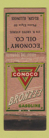 Matchbook Cover - Conoco oil gas Elgin IL WORN