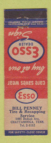 Matchbook Cover - Esso oil gas Bill Penney Chattanooga TN