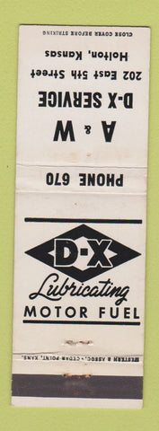 Matchbook Cover - A&W DX oil gas Holton KS low phone #