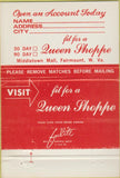 Matchbook Cover - Queen Shop women's clothes Fairmount WV girlie 40 Strike