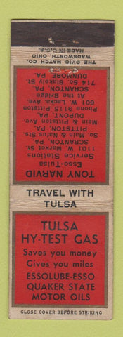 Matchbook Cover - Tulsa Hy Test oil gas Scranton Pittston Dupont PA Esso WEAR