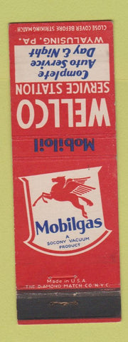 Matchbook Cover - Mobil oil gas Wellco Wyalusing PA