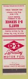 Matchbook Cover - Hart's DX oil gas Des Moines IA