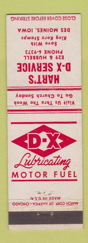 Matchbook Cover - Hart's DX oil gas Des Moines IA