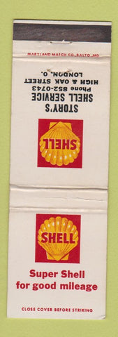 Matchbook Cover - Shell oil gas Story's London OH WEAR