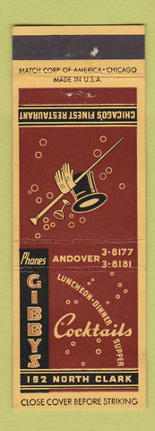Matchbook Cover - Gibbys Restaurant Chicago IL