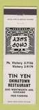 Matchbook Cover - Tin Yen Chinese Restaurant Chicago IL
