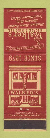 Matchbook Cover - Walker's Men's Clothes Stetson Michaels Stern