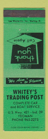 Matchbook Cover - Whitey's Trading Post Yeoman IN