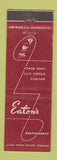 Matchbook Cover - Eaton's Restaurants Arcadia Studio City Long Beach CA