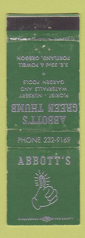 Matchbook Cover - Abbott's Green Thumb Nursery Flowers Portland OR WORN