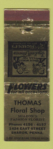 Matchbook Cover - Thomas Floral Shop flowers Sharon PA