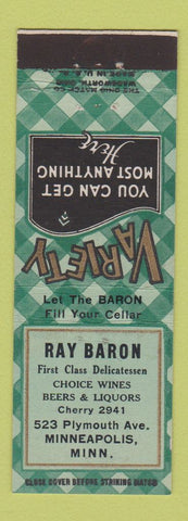 Matchbook Cover - Ray Baron Deli Minneapolis MN