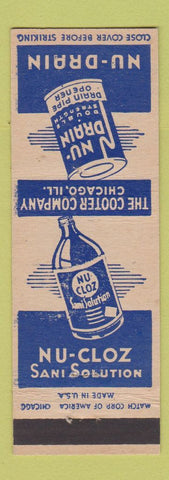 Matchbook Cover - Nu Drain Drain Pipe Cleaner Cooter Chicago IL