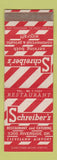 Matchbook Cover - Schreiber's Restaurant Cleveland OH