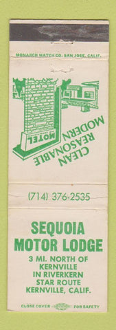 Matchbook Cover - Sequoia Motor Lodge Kernville CA WEAR