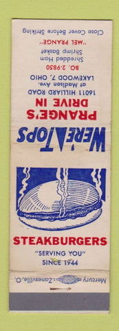 Matchbook Cover - Prange's Drive In Lakewood OH hamburgers WEAR