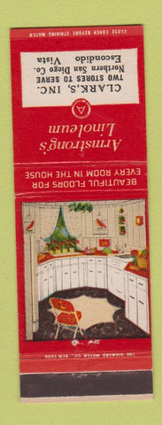Matchbook Cover - Armstrong Linoleum Clark's Escondido CA Vista
