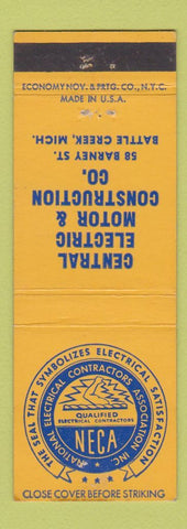 Matchbook Cover - Central Electric Motor & Construction Battle Creek MI
