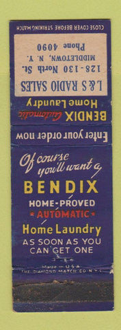 Matchbook Cover - Bendix Automatic Appliances L&S Radio Middletown NY WORN