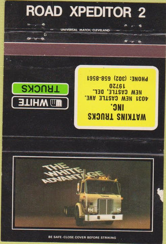 Matchbook Cover - White Semi Trucks New Castle DE  40 Strike