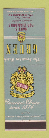 Matchbook Cover - Gruen Watches Hart's Lorain OH