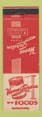 Matchbook Cover - Home Garden Brand Foods canned fruit vegetables