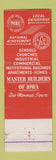 Matchbook Cover - Master Builders of Iowa Des Moines IA 1952
