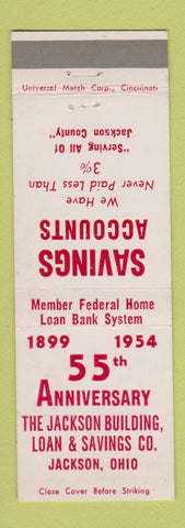 Matchbook Cover - Jackson Building and Loan Savings Jackson OH 1954