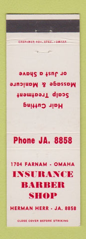 Matchbook Cover - Insurance Barber Shop Omaha NE Herman Herr