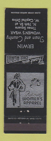 Matchbook Cover - Erwin Town and Country Women's Clothes