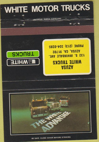 Matchbook Cover - White Semi Trucks Azusa CA 40 Strike