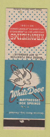 Matchbook Cover - White Dove Mattresses beds Kronheims Cleveland OH