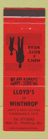 Matchbook Cover - Lloyd's of Winthrop ME Men's Clothes