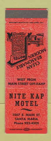 Matchbook Cover - Nite Kap Motel Santa Maria CA