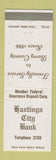 Matchbook Cover - Hastings City Bank Barry County MI low phone #