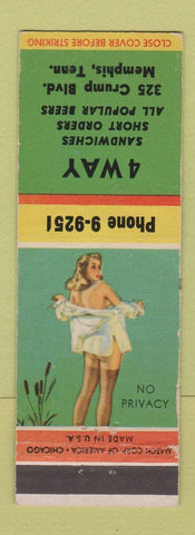 Matchbook Cover - 4 Way Restaurant Memphis TN pinup WEAR