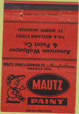 Matchbook Cover - Mautz Paint Maidson WI St Joseph MO 40 Strike