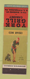 Matchbook Cover - York Grill Cabaret Pittsburgh PA pinup