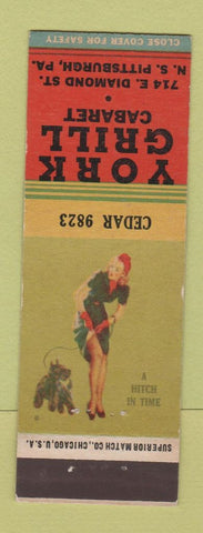 Matchbook Cover - York Grill Cabaret Pittsburgh PA pinup